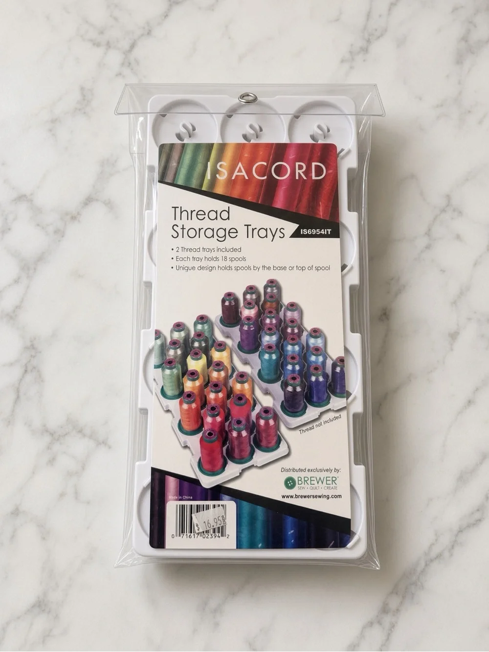 Isacord Thread Storage 2 Trays IS6954IT Holds 36 Spools Embroidery Organizer